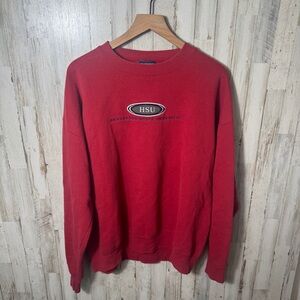 HSU Henderson State University Red Crewneck Sweater Vtg USA Mens Size‎ XL